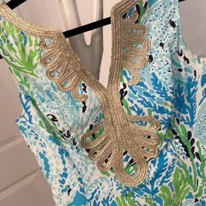 Lilly Pulitzer Blue and Green Sleeveless Sheath Mini Dress